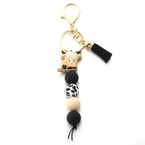 Cow Shaped Pendant Keychain Soft Silicone Beaded Keyring with Colorful <strong>Tassels</strong> <strong>Key</strong> Rings Accessories <strong>for</strong> Women Men - Product Image 6