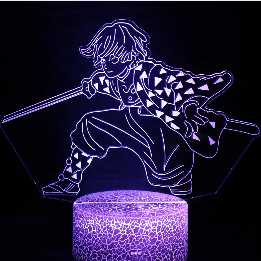 Lampe Led de décoration de bureau 7 couleurs, lampe nocturne 3d, Manga japonais, Anime démon Slayer, ventilateur