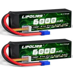 ก้อนแบตเตอรี่ Li-ion ประสิทธิภาพสูง6S 3S 6200mAh 11.1V 35C 60C 120C กระแสสูงขึ้นความจุมากขึ้นแบตเตอรี่ Lipo RC HOBBY Drone