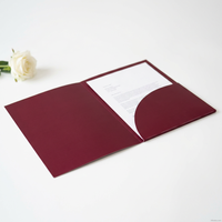 Carpeta de Papel Plegable Personalizada para Negocios, Color Borgoña, Laminado Mate, Papel Plateado, Logotipo Gratuito, OEM, ODM, Directo de Fábrica
