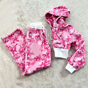 Conjunto de Sudadera con Capucha y Cremallera de Manga Larga de Algodón 100% Transpirable Rosa Liso para Mujer con Joggers a Juego para Invierno - Product Image 5