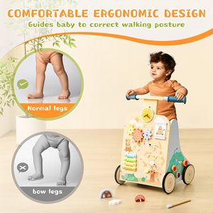 Déambulateur bébé avec roulettes et freins 2026 – Chariot de marche en bois double face multi-activités - Product Image 3