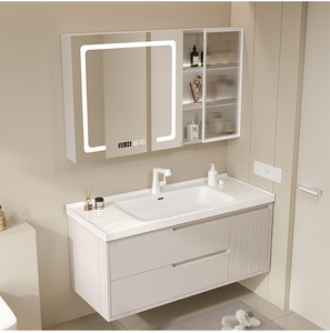 Modern Lacquer MDF Wooden Melamine Board Bathroom Vanity Unit <b>Mirror</b> Integrated Ceramic Washbasin Toilet Sink for Hotel Use Wall - Product Image 6