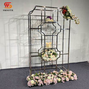 ฉากหลังงานแต่งงานสแตนเลสทรงเรขาคณิตสี่เหลี่ยมผืนผ้าสีทอง/สีเงินแบบกระจกเงาสำหรับงานแต่งงาน - Product Image 6