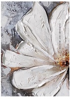 Grande toile florale fleurie Art mural élégant Magnolia blanc peinture gris botanique peint à la main oeuvre texturée pour la décoration intérieure