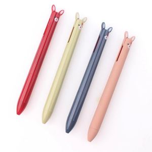 Wholesale Cute Black Red Ink Ball Pen With Lovely Rabbit Head Custom Logo Advertising for Novelty Girls <b>Stationery</b> Office - Product Image 1