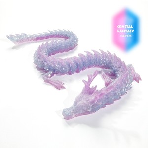Dragón Articulado Impreso en 3D - Degradado Rosa-Azul Cristalino, Serpiente con Articulaciones Móviles, Juguete Flexible Antiestrés, Decoración para el Hogar, Material PLA, 45CM - Product Image 3