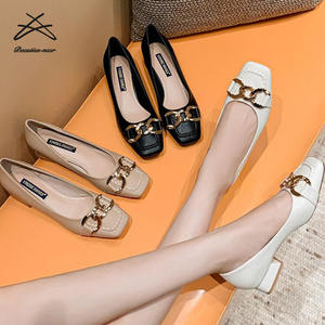 <span class=keywords><strong>Chaussures</strong></span> à talons courts et bas pour femmes, <span class=keywords><strong>chaussures</strong></span> de style marche de printemps à bout carré, escarpins à talons pour femmes - Product Image 5