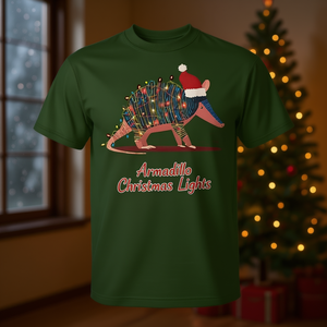 Camiseta con gráfico de luces navideñas de armadillo, diseño de animales navideños - Product Image 3