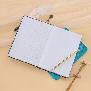 A5 Sakura Hardcover Notebook PU Leather Gold Foil Debossed Silver Edge Dot Grid <b>Journal</b> with Ribbon and Elastic Band Gift - Product Image 6