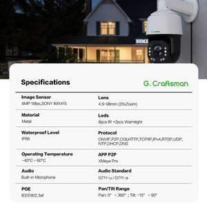GX-PM3SX20D-M8S GCraftsman Cámara Domo PTZ de Alta Velocidad 4K 8MP con Audio Bidireccional para Exteriores y Visión Nocturna de 100M, Aplicación <span class=keywords><strong>ICSEE</strong></span> XMEYE - Product Image 2