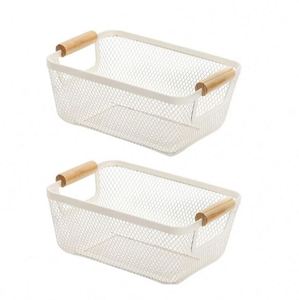 Portable Modern Rectangle Metal Garden Handle Storage Mesh <b>Wire</b> <b>Basket</b> for Kitchen Pantry Picnic - Product Image 2