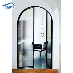 باب فرنسي مقوس مزدوج من الألومنيوم معزول حراريًا بزجاج مزدوج للشقق والفلل - Product Image 2
