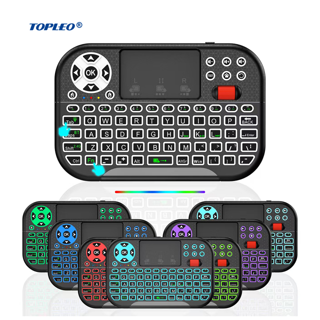 Topleo Mini Keyboard Mouse Mobile Gaming Touchpad 7 Color Backlit Wireless Ir Wireless Mini Keyboard