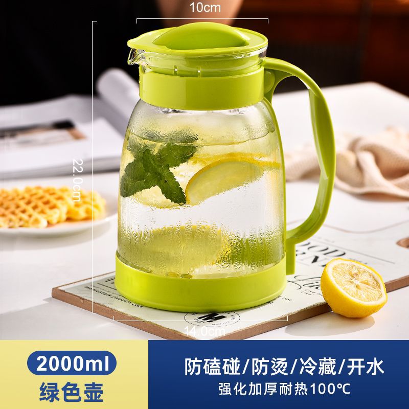 2000ml Green Water Bottle [Heat-resistant and Explosion-proof Thick]