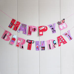 Pintalabios <span class=keywords><strong>de</strong></span> <span class=keywords><strong>maquillaje</strong></span>, banderines para fiesta <span class=keywords><strong>de</strong></span> feliz cumpleaños, decoración <span class=keywords><strong>de</strong></span> guirnaldas con bandera colgante DIY - Product Image 2