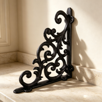 Support d'étagère décoratif en fonte, motif floral européen, style moderne, en métal, à fixation au sol, fait main pour la maison