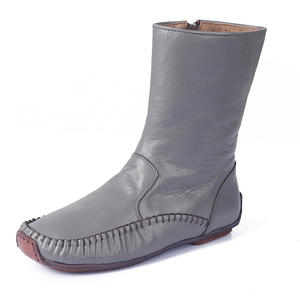 Botines de Mujer Otoño Invierno 2025, Nuevos, Estilo Coreano, Planos, de Cuero Genuino, Cosidos a Mano, con Cremallera Lateral, Diseño Retro Artístico - Product Image 1