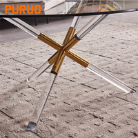 PURUO petite table d'appoint ronde en verre trempé, métal acrylique, acier inoxydable, style simple