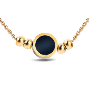 Collar con colgante de cuentas negras y oro rosa de estilo europeo para mujer, cadena de clavícula con diseño geométrico de bolas para uso diario BF1267 - Product Image 4