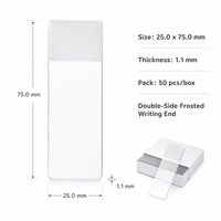 Double-Side Frosted Microscope Slides 25x75mm Glass Lab Slides, Pencil/Marker Writable, 50 Pcs Box