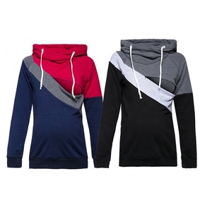 NZMAN Lot de 2 Chemises <span class=keywords><strong>d</strong></span>'<span class=keywords><strong>allaitement</strong></span> à manches longues avec capuche, Haut <span class=keywords><strong>d</strong></span>'<span class=keywords><strong>allaitement</strong></span>, Sweat-shirt gris rayé/gris raglan, Tricoté, Lavage en machine - Product Image 3