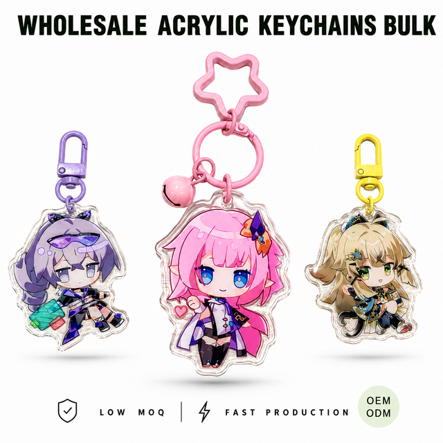 CNAWO Wholesale Custom Acrylic Keychains Bulk Factory Low MOQ Clear Charms