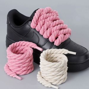 Lacets de chaussures en coton tressé épais de 8 mm, couleur naturelle, personnalisables en gros, pour chaussures décontractées AF Dunk - Product Image 2