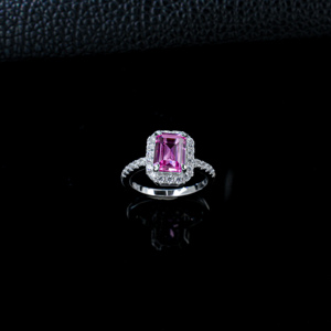 S925 <b>Silver</b> Lab Grown Padparadscha Pink Blue Sapphire <b>Solitaire</b> <b>Ring</b> Fashion Fine Jewelry Wedding Engagement Gift for WomenQ - Product Image 3