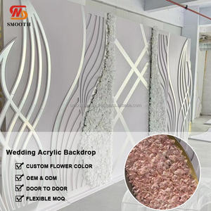 SMOOTH All Colors Artificial Flower Panel Events Stage <b>Backdrop</b> Decoration PVC Acrylic Square Shiny Gold Party <b>Backdrop</b> <b>Stand</b> - Product Image 3