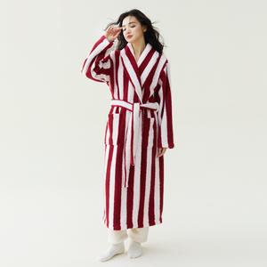 Vêtements de nuit d'hiver unisexes en polaire <span class=keywords><strong>Peignoir</strong></span> super absorbant à rayures en plusieurs couleurs - Product Image 5