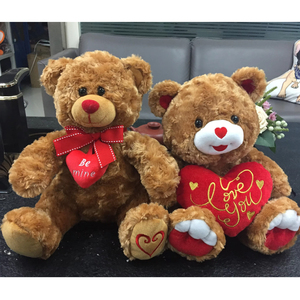 Orsacchiotto di San Valentino con <span class=keywords><strong>Cuore</strong></span> d'Amore, Adorabile Coppia di Orsacchiotti Marroni in Peluche, Vendita all'Ingrosso - Product Image 2
