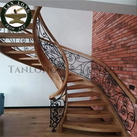 Escalier en bois courbé Tanlong, escalier en fer forgé courbé, design intérieur, escalier en bois intérieur