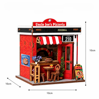 Kit de maison miniature en bois 3D créatif à assembler soi-même, modèle de pizzeria, jouet artisanal, décoration de bureau, cadeau d'anniversaire, maison de poupée