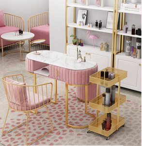 Meubles de <span class=keywords><strong>salon</strong></span> de manucure rose, <span class=keywords><strong>table</strong></span> et chaise de spa pour <span class=keywords><strong>salon</strong></span> de coiffure - Product Image 1