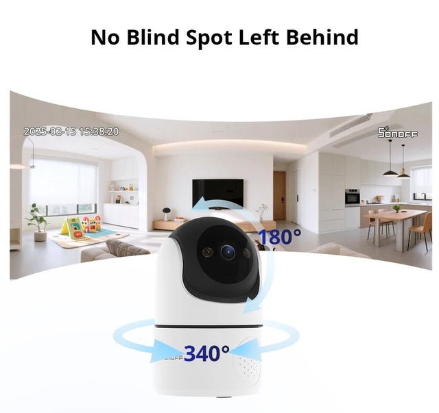 Sonoff CAM Pan-Tilt 2 Smart Indoor Home Security Camera Wi-Fi App Control Night Vision 360 Panoramic Human & Motion Detection