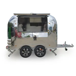 Cermin baja tahan karat truk makanan untuk memasak trailer van dapur seluler dengan kulkas