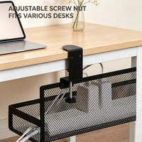 Organisateur de câbles professionnel DaS en maille métallique à clipser sous le bureau, sans perçage, pour bureau et bureau de jeu