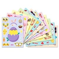 DIY 6pcs Puzzle Lapin de Pâques Dessin Animé Autocollants Mignon Lapin Visage Changer Autocollants Réutilisés Autocollants de Pâques