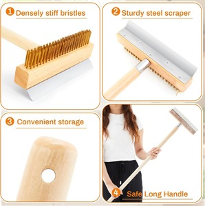Cepillo para Horno <span class=keywords><strong>de</strong></span> Pizza con Mango <span class=keywords><strong>de</strong></span> Madera, Cepillo <span class=keywords><strong>de</strong></span> Limpieza para Horno <span class=keywords><strong>de</strong></span> Pizza <span class=keywords><strong>de</strong></span> Exterior con Cerdas <span class=keywords><strong>de</strong></span> Latón, Raspador <span class=keywords><strong>de</strong></span> Acero y Punta Roscada <span class=keywords><strong>de</strong></span> Aluminio - Product Image 5