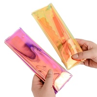 Sac à crayons coloré transparent au laser, nouveau sac de rangement artistique pour papeterie, sac à cosmétiques en PVC