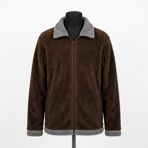 Hot Selling Brown Sherpa <b>Fleece</b> Thick 220g Jacket Full Zip Winter Outerwear Unisex Fuzzy Teddy Coat Contrast Collar <b>Thermal</b> - Product Image 1