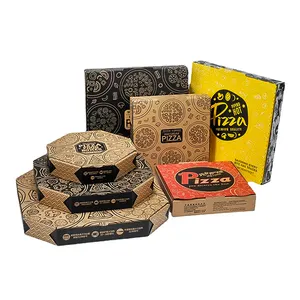 16 18 pollici bianco kraft design personalizzato logo cibo pizza scatola di imballaggio a buon mercato personalizzato cartone cartone cartone cartone per pizza marrone ondulato