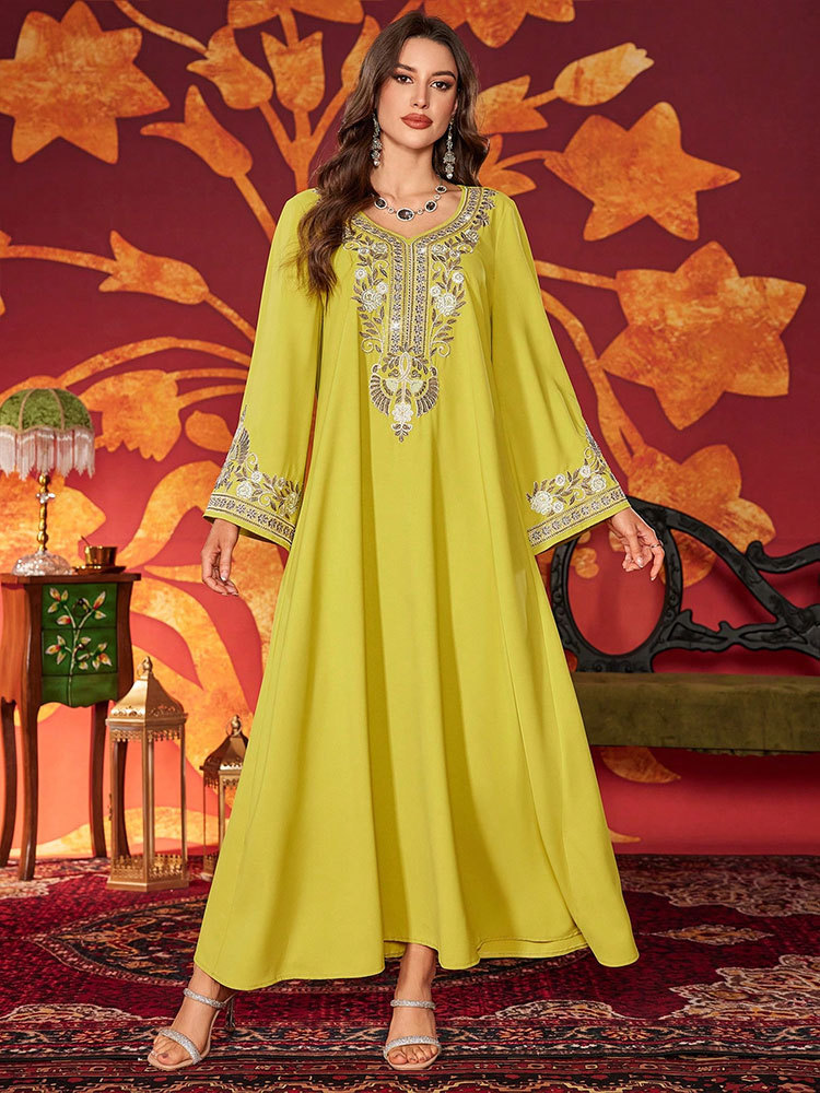 knee length dresses for ladies Cream Long Sleeves Arabic Evening Dresses SS696 – DreamyVow main image 0