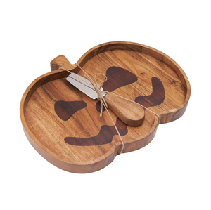 Wholesale Wooden Snack Platter, Customizable Acacia Wood <b>Cheese</b> Board with Utensil for Halloween Party - Product Image 1