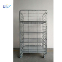 Conteneur à roulettes industriel, panneau en maille, conception pliable, grande capacité, cage de manutention d'entrepôt
