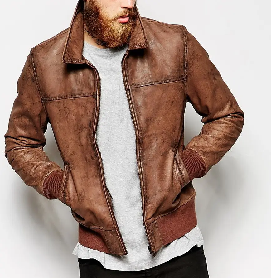 OEM Custom Mens Soft Thin Leather Jacket