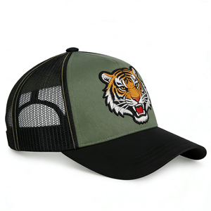 Gorra Trucker de Lona de 5 Paneles con Bordado de Tigre, Ajustable, Transpirable, con Cierre a Presión, Unisex, para Deportes y Actividades al Aire Libre - Product Image 4