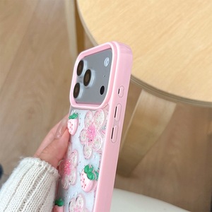 <span class=keywords><strong>Cover</strong></span> per <span class=keywords><strong>iPhone</strong></span> 17 <span class=keywords><strong>Pro</strong></span> <span class=keywords><strong>Max</strong></span> con Design 3D Fragola e Fiori, in TPU+PC, Glitter Stellato, Antiurto, <span class=keywords><strong>Rosa</strong></span>, per Donne, Compatibile con 16 15 14 Plus - Product Image 4