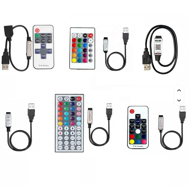 LED Strip RGB Controller USB 5V Music Controller 24-key IR Remote RF 17Key Remote Control for 5050 2835 Strip Light